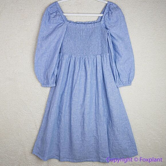 NEW J. Crew Linen daydream dress in French blue, women's size Large Tall - Picture 6 of 16